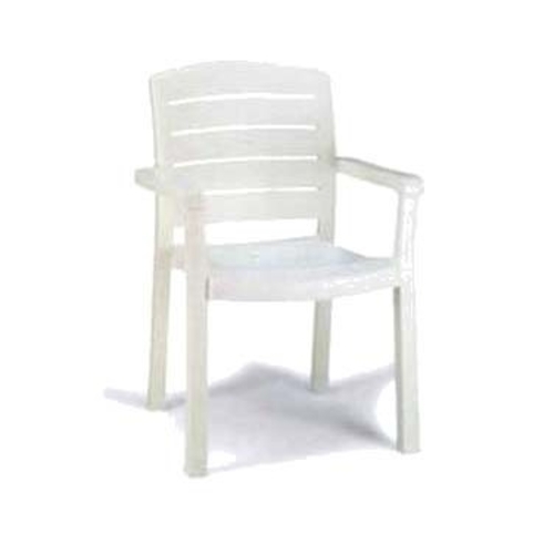 Grosfillex US119004 Acadia Classic White Resin Outdoor Stacking Armchair -4 Each