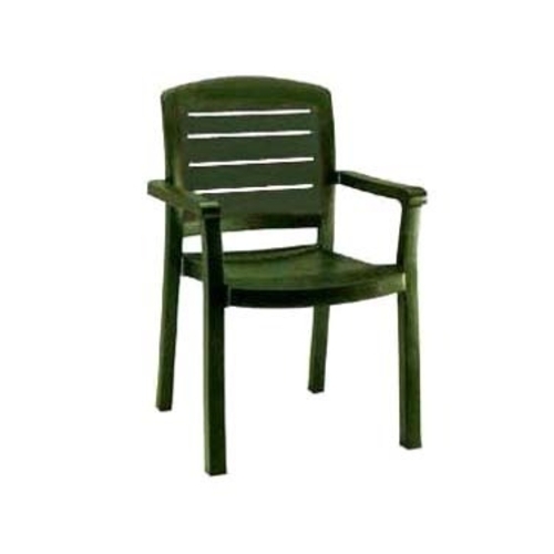 Grosfillex US119078 Acadia Classic Green Resin Outdoor Stacking Armchair -4 Each
