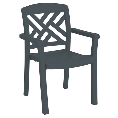 Grosfillex US451002 Sanibel Classic Charcoal Resin Stacking Armchair - 1 Doz