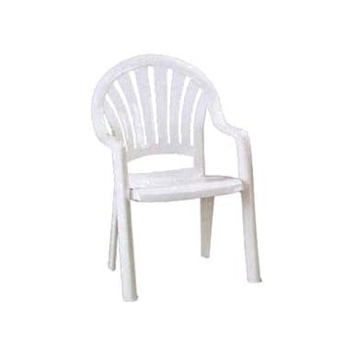 Grosfillex 49092004 Pacific Fanback White Resin Stacking Armchair - 16 Per Set