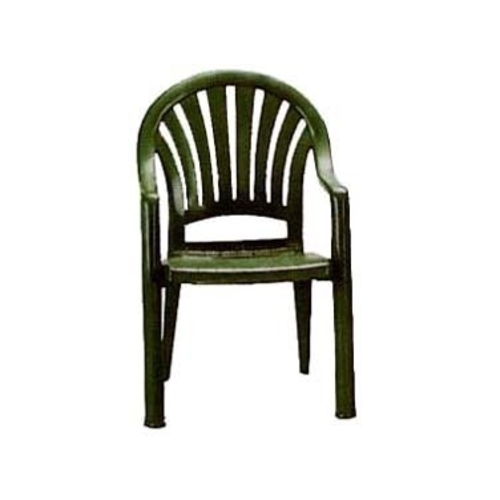 Grosfillex 49092078 Pacific Fanback Green Resin Stacking Armchair - 16 Per Set