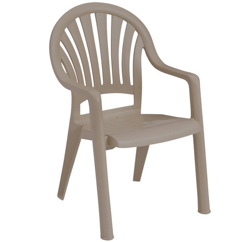 Grosfillex 49092181 Pacific Fanback French Taupe Resin Stacking Armchair