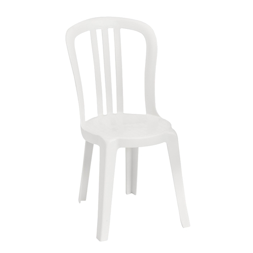 Grosfillex US495504 Miami Bistro White Resin Stacking Side Chair - 32 Per Case