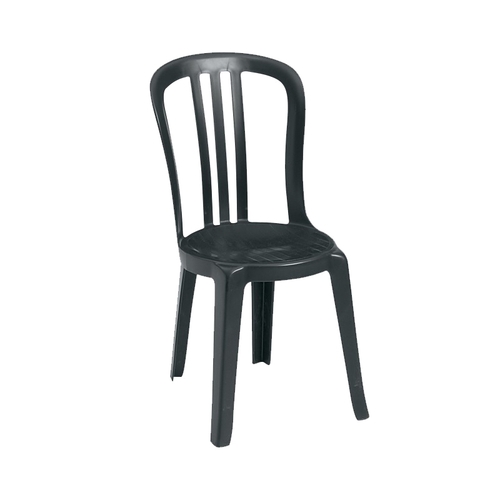 Grosfillex US495017 Miami Bistro Black Resin Stacking Side Chair - 4 Per Case