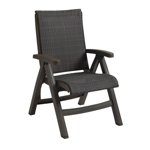 Grosfillex UT071037 Java All Weather Wicker Outdoor Folding Chair - 2 Per Set