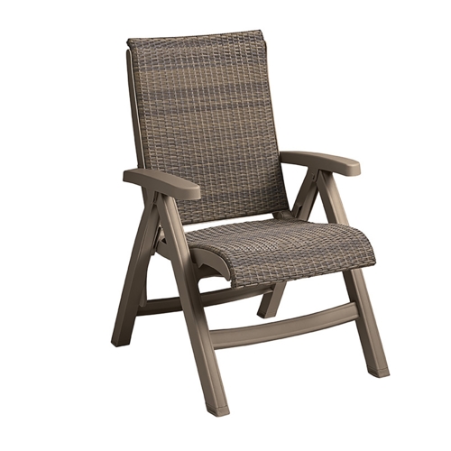 Grosfillex UT071181 Java All Weather Wicker Outdoor Folding Chair - 2 Per Set