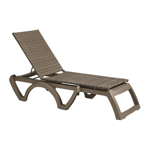 Grosfillex UT634181 Java All Weather Wicker Outdoor Folding Chaise - 2 Per Set