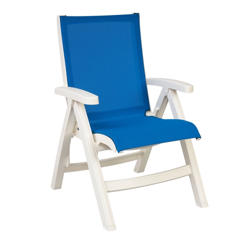 Grosfillex UT097004 Jamaica Beach Midback Blue Outdoor Folding Chair - 2 Per Set