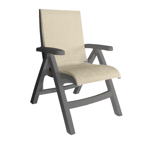 Grosfillex UT091181 Jamaica Beach Midback Straw Outdoor Folding Chair -2 Per Set