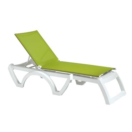 Grosfillex UT747152 Jamaica Beach Green Outdoor Folding Chaise - 2 Per Set