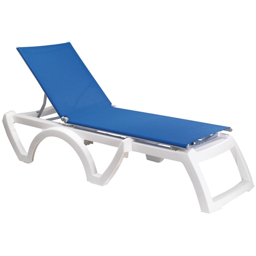 Grosfillex UT876006 Jamaica Beach Blue Outdoor Folding Chaise - 16 Per Set