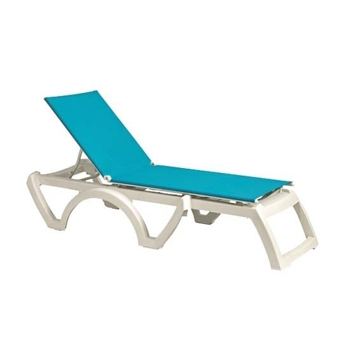 Grosfillex UT878241 Jamaica Beach Turquoise Outdoor Folding Chaise - 16 Per Set