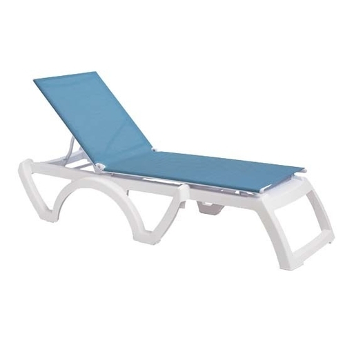 Grosfillex UT878194 Jamaica Beach Sky Blue Outdoor Folding Chaise - 16 Per Set