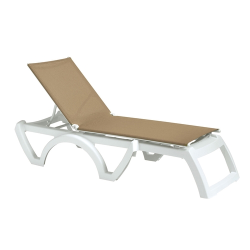 Grosfillex UT878552 Jamaica Beach Beige Outdoor Folding Chaise - 16 Per Set