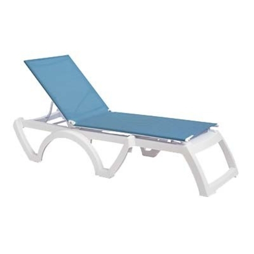 Grosfillex UT747194 Jamaica Beach Sky Blue Outdoor Folding Chaise - 2 Per Set