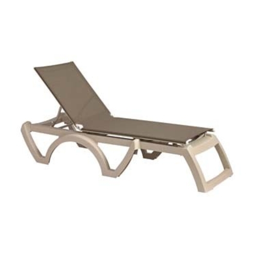 Grosfillex UT679181 Jamaica Beach Taupe Outdoor Folding Chaise - 2 Per Set