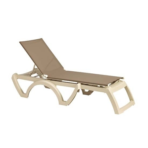 Grosfillex UT167181 Jamaica Beach Taupe Outdoor Folding Chaise - 16 Per Set