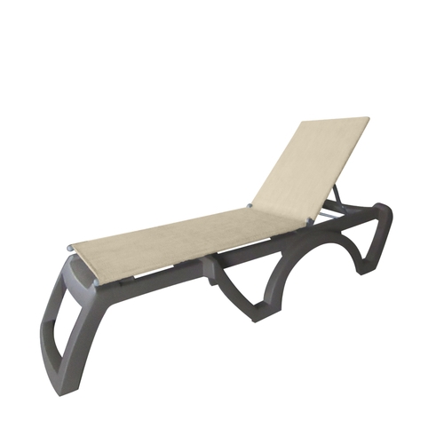 Grosfillex UT116181 Jamaica Beach Taupe Outdoor Folding Chaise - 16 Per Set