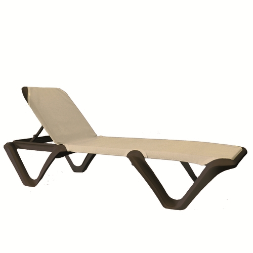 Grosfillex 99902137 Nautical Pro Khaki Outdoor Folding Chaise - 12 Per Set