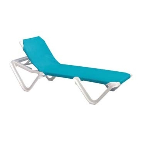Grosfillex 99101241 Nautical Turquoise Outdoor Folding Chaise - 12 Per Set