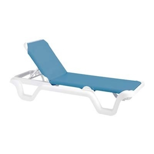 Grosfillex 99404194 Marina Sky Blue Outdoor Adjustable Chaise - 14 Per Set