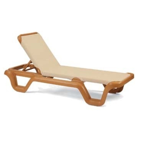 Grosfillex 99414108 Marina Khaki Outdoor Adjustable Chaise - 14 Per Set