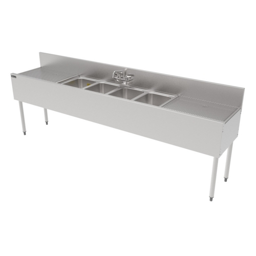 Perlick TS84M4-DB 96" Stainless 4 Compartment Bar Sink w/ (2) 24" Drainboards