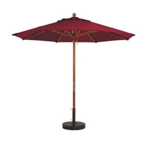 Grosfillex 98942731 7' Burgundy Wooden Patio Market Umbrella