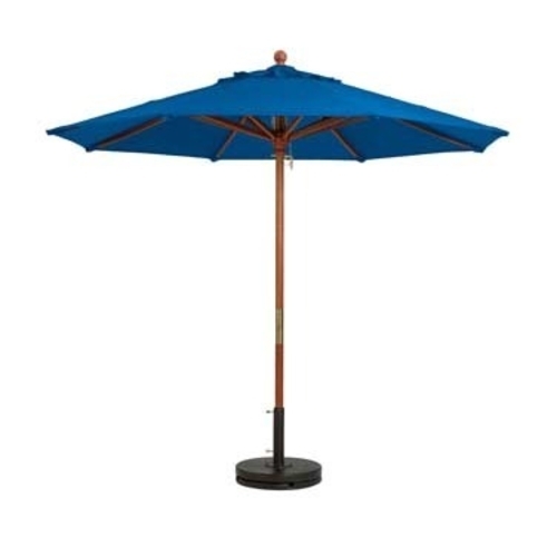 Grosfillex 98919731 9' Pacific Blue Wooden Patio Market Umbrella