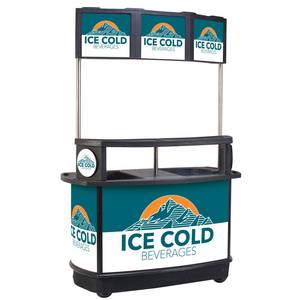 Iowa Rotocast Plastics CYK- ICE COLD GRAPHICS 60" x 30" Portable Beverage Cart w/ Canopy - "Ice Cold"
