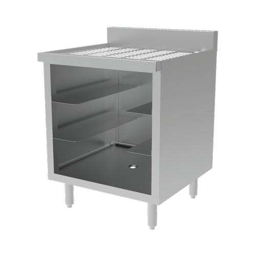 GSW USA BS-GRSC24 Stainless Steel 24" x 24" Open Front Glass Storage Cabinet