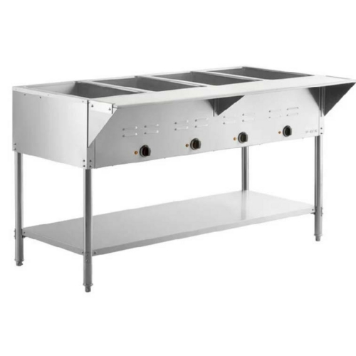 Falcon Food Service HFT-4-NG 4 Well Natural Gas Steam Table w/ Adjustable Undershelf