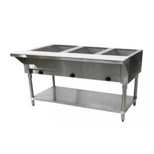 Falcon Food Service HFT-3-NG 3 Well Natural Gas Steam Table w/ Adjustable Undershelf