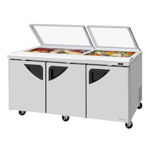 Turbo Air TST-72SD-N-GL 72" Wide Sandwich Salad Prep Table With Glass Lid