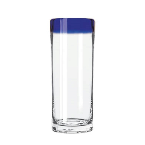 Libbey 92304 Aruba 16 oz Anneal Treated Zombie Glass w/ Blue Rim - 1 Doz