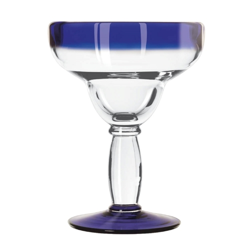 Libbey 92308 Aruba 12oz Anneal Treated Margarita Glass w/ Blue Rim -1 Doz