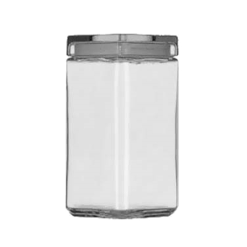 Anchor Hocking 85589R 64 oz Stackable Glass Square Jar w/ Lid - 4 Per Case