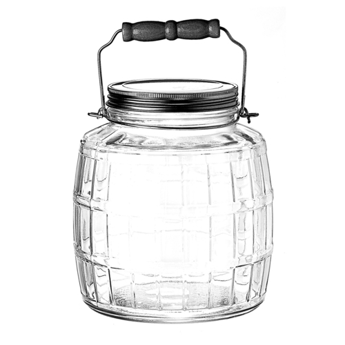 Anchor Hocking 85728AHG17 1 Gallon Glass Barrel Jar w/ Metal Lid - 2 Per Case