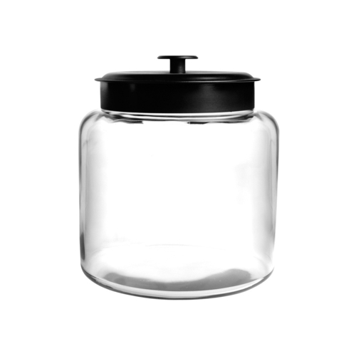 Anchor Hocking 88904AHG17 Montana 1.5 Gallon Glass Jar w/ Black Metal Lid