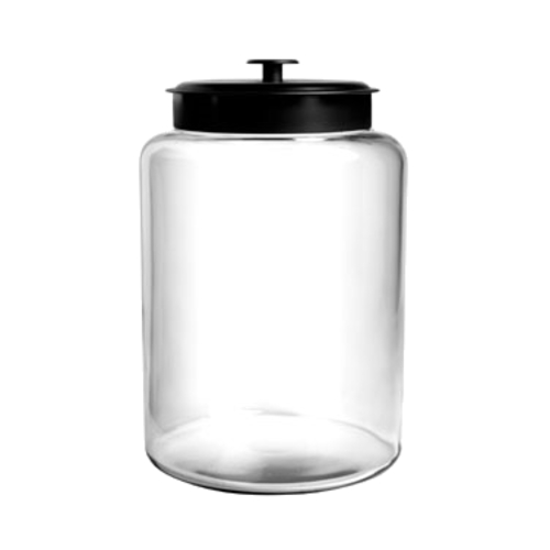 Anchor Hocking 88908AHG17 Montana 2.5 Glass Jar w/ Black Metal Lid