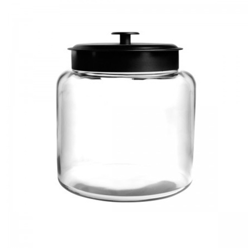 Anchor Hocking 96712AHG17 Montana 96 oz. Glass Jar w/ Black Metal Lid - 2 Per Case