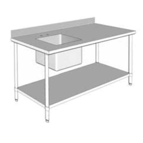 GSW USA WT-PS3060L 60" x 30" 16-Gauge Stainless Steel Work Table w/ Prep Sink