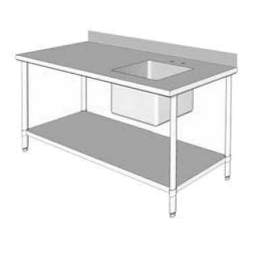 GSW USA WT-PS3048R 48" x 30" 16 Gauge Stainless Steel Work Top w/ Prep Sink