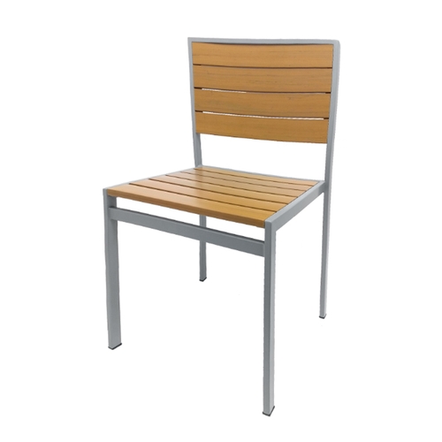 Oak Street Manufacturing OD-CM-TK Outdoor Metal Frame Chair w/ Synthetic Teak Back & Seat