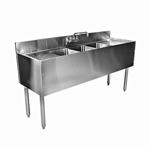 Glastender C-TSB-48L CHOICE 48" x 24" Stainless Steel Three Comp Underbar Sink