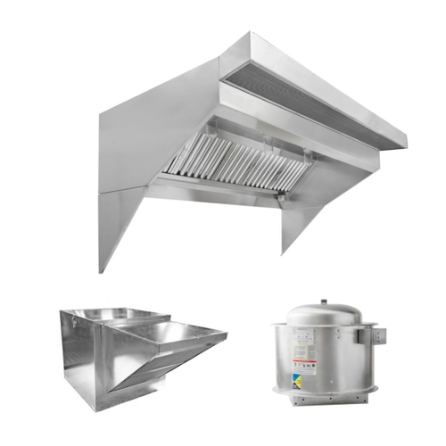 North American Kitchen Solutions EXH0010LB-PSP 10' x 48" Low Ceiling Sloped Front Canopy Hood Package