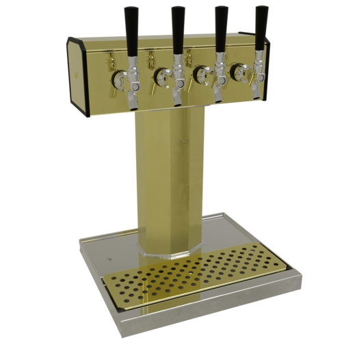 Glastender BT-4-PB Countertop Tee Draft Dispensing Tower - (4) Faucets