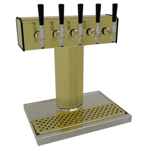 Glastender BT-5-PB Countertop Tee Draft Dispensing Tower - (5) Faucets