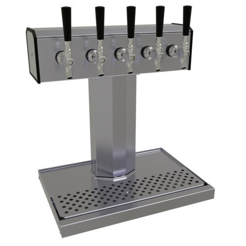 Glastender BT-5-SS Countertop Tee Draft Dispensing Tower - (5) Faucets