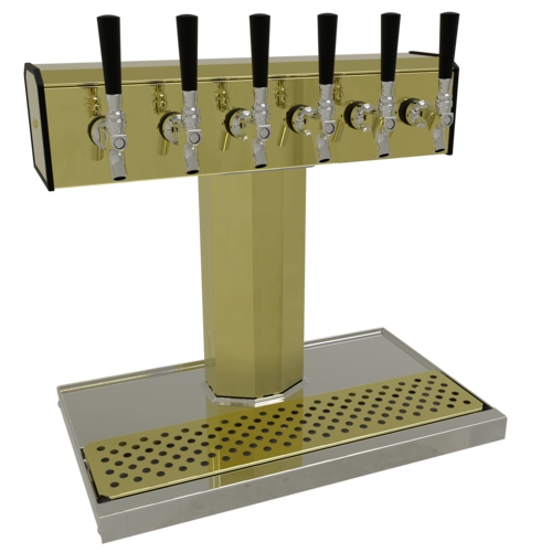 Glastender BT-6-PB Countertop Tee Draft Dispensing Tower - (6) Faucets